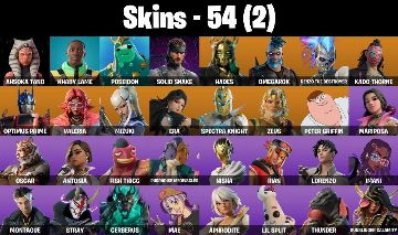 CONTA FORTNITE COM 54 SKINS POSEIDON/VALERIA/ZEUS/SOLID SNAKE/MYSTICA