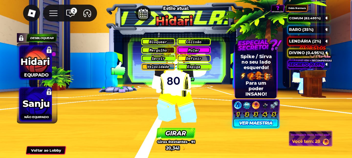 - HAIKYUU LEGENDS (CONTA: 5 SECRETOS + LVL ALTO + HABILIDADES SECRETAS)