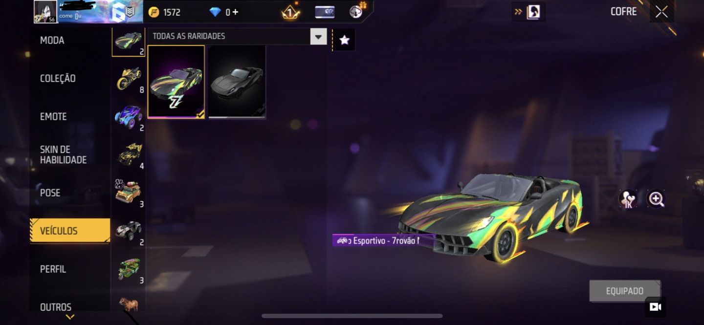Conta de free fire lvl 56, com muita coisa.
