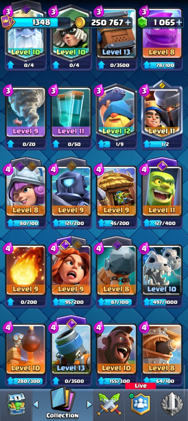 CR | CONTA CLASH ROYALE COM 7611 TROFEUS ARENA 20 | COM EVO E HEROICO