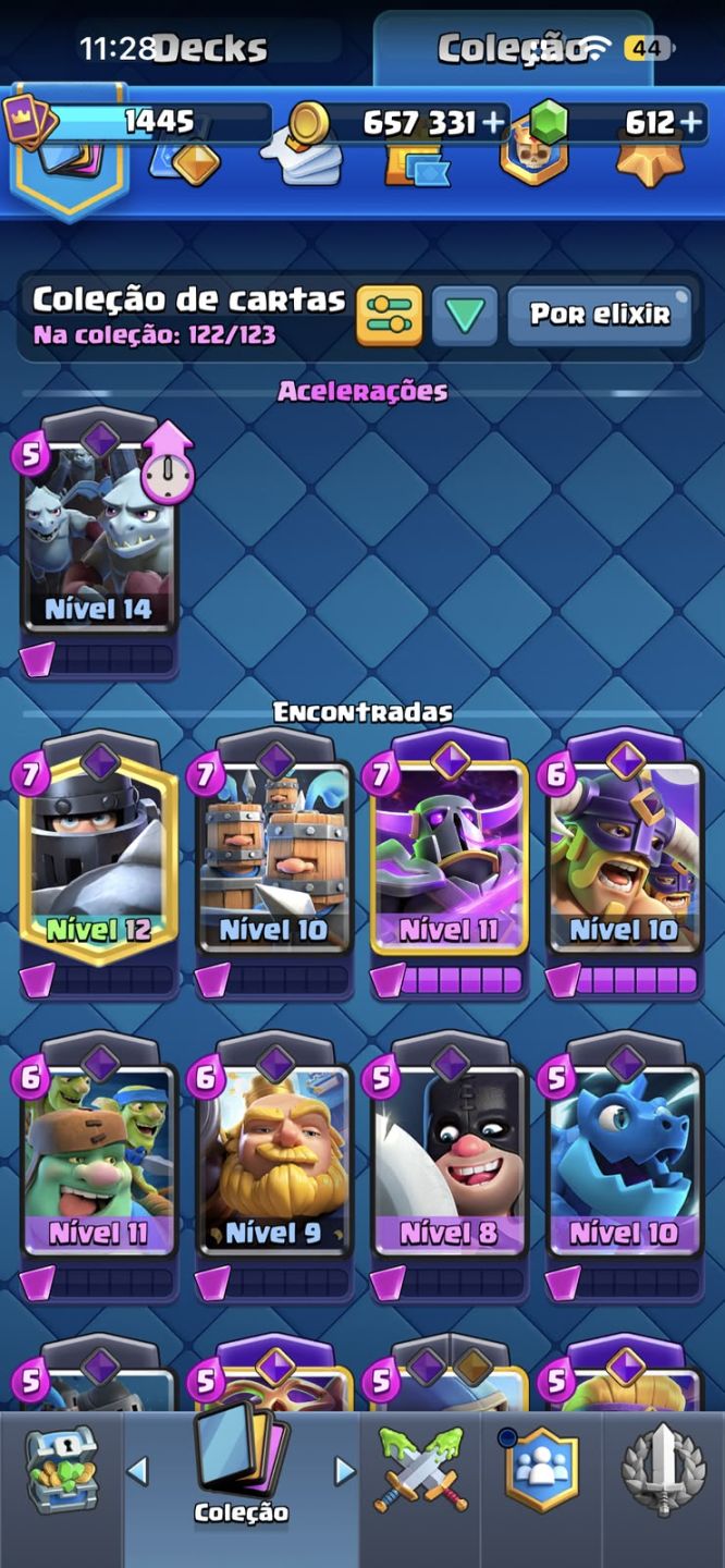 CLASH ROYALE | 8.157 TROFÉUS | 122/123 CARTAS | MESTRE I | 612 GEMAS