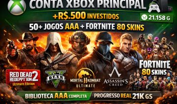 CONTA XBOX PREMIUM | +50 JOGOS AAA | 21K GS | RDR2, GTA V, AC, MK11diamante