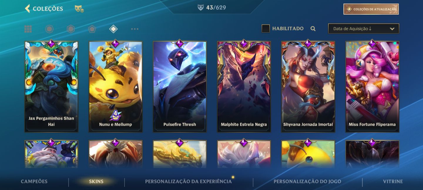 Conta Wild Rift Grãomestre/Main Jax 43 Skins + Skins Exclusivas