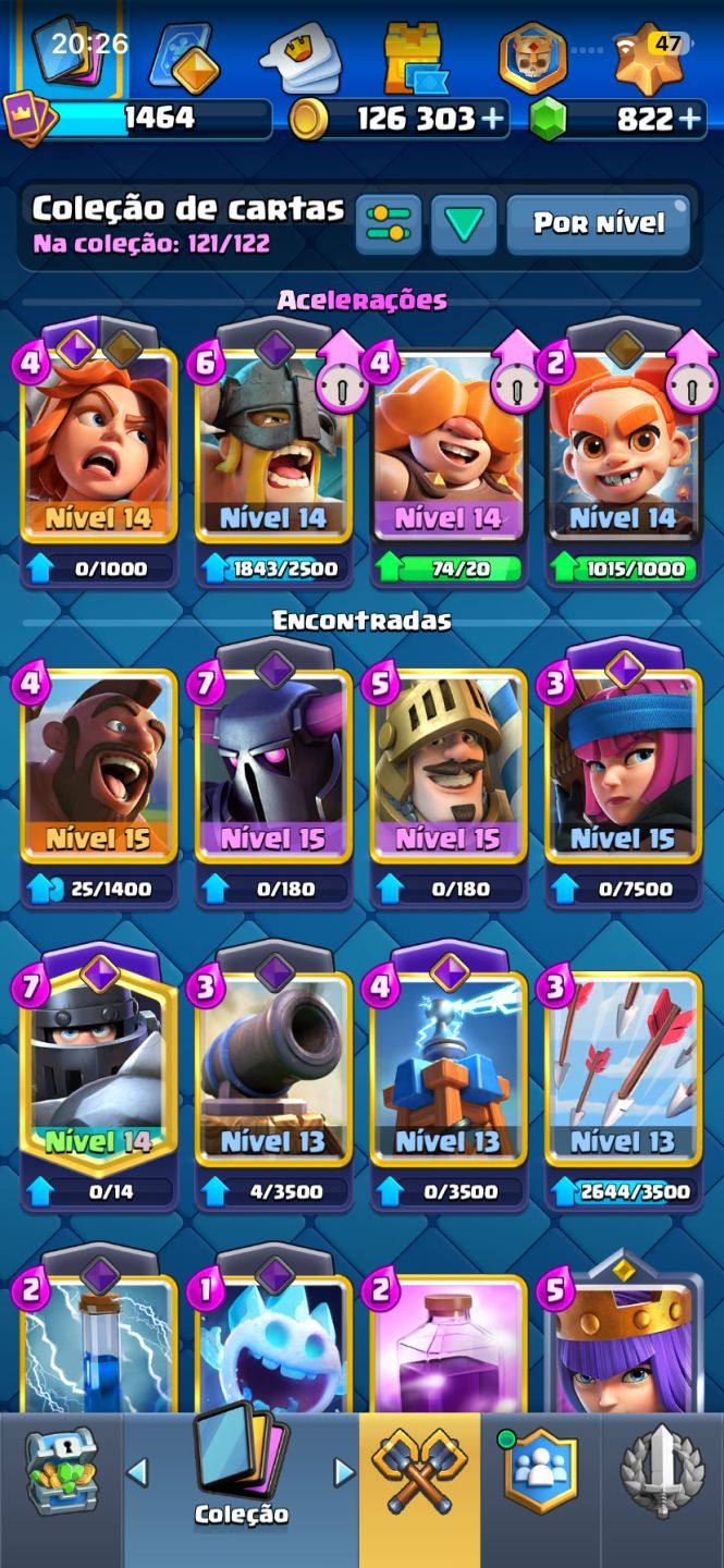 CONTA CLASH ROYALE 9.793 TROFÉUS | 121/122 CARTAS | EVOLUTIVAS | LVL 15 | 822 GE