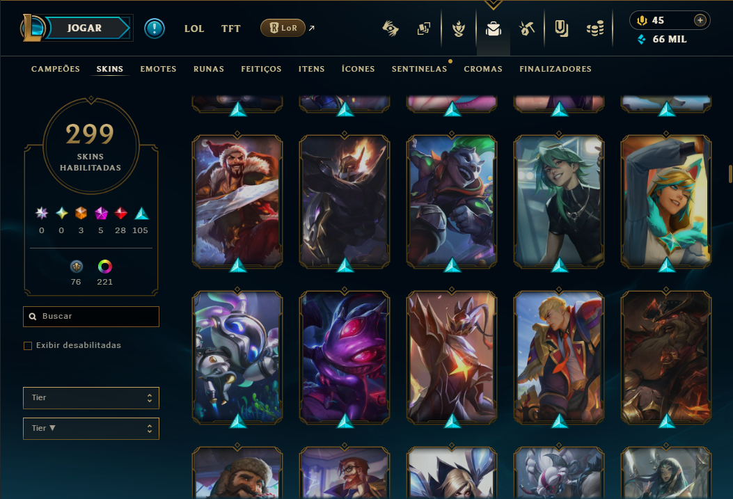 CONTA ESMERALDA, DIAMANTE ULTIMA TEMP. EX-MESTRE, 299 SKINS, PRESTIGIOS/ULTIMATE
