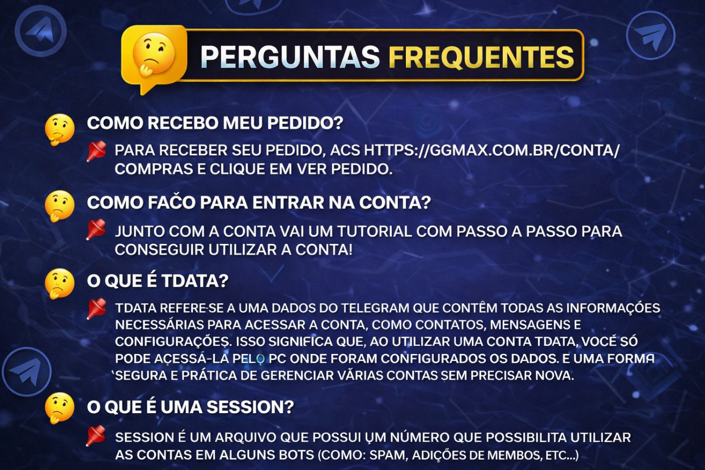 TELEGRAM - CONTAS TDATA / SESSIONS [ENTREGA AUTOMATICA]