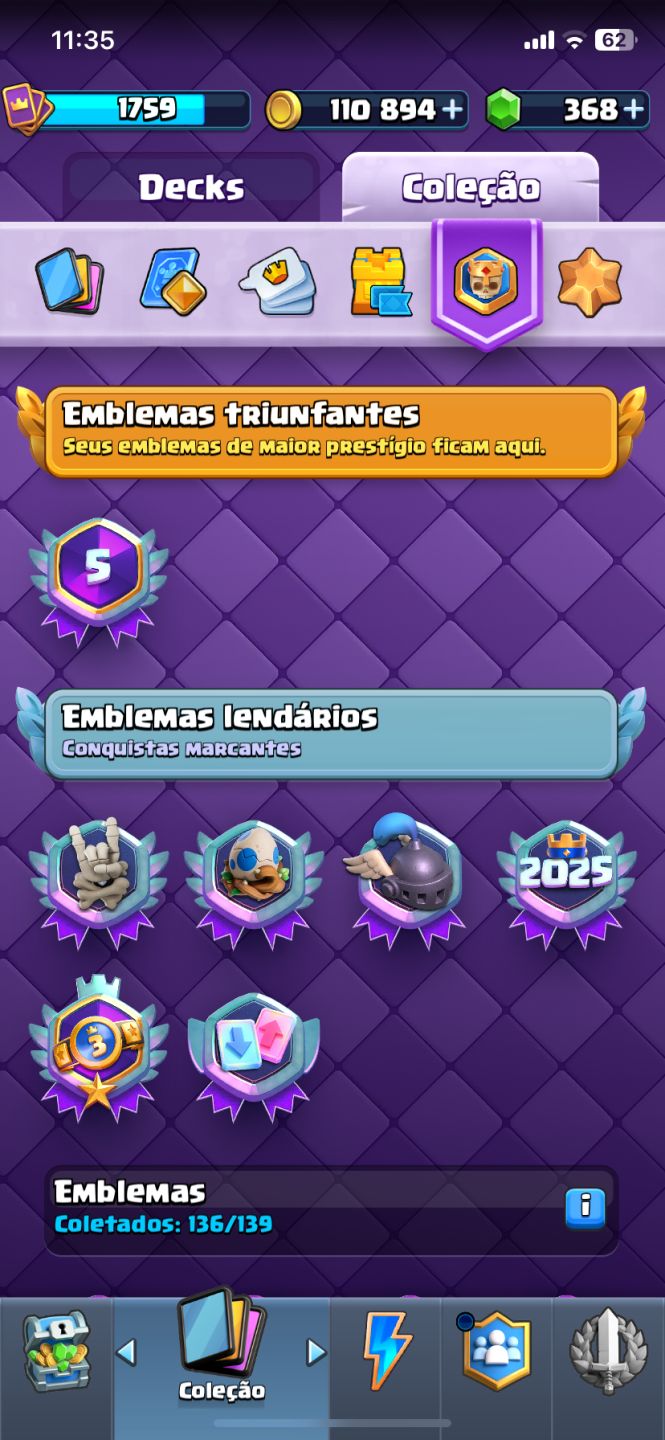 CONTA CLASH 5 ANOS + CARTAS FULL