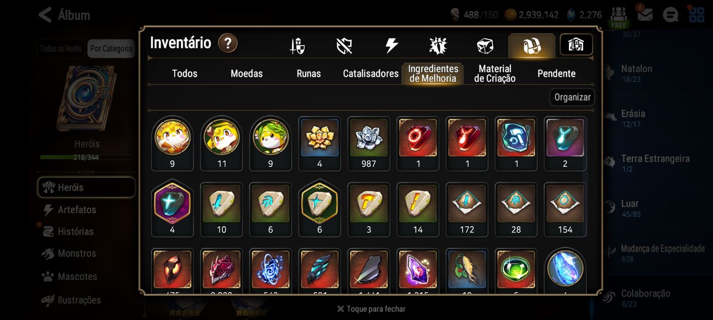 [EPIC SEVEN] CONTA MIDGAME. ALGUNS ML E LIMITADOS.