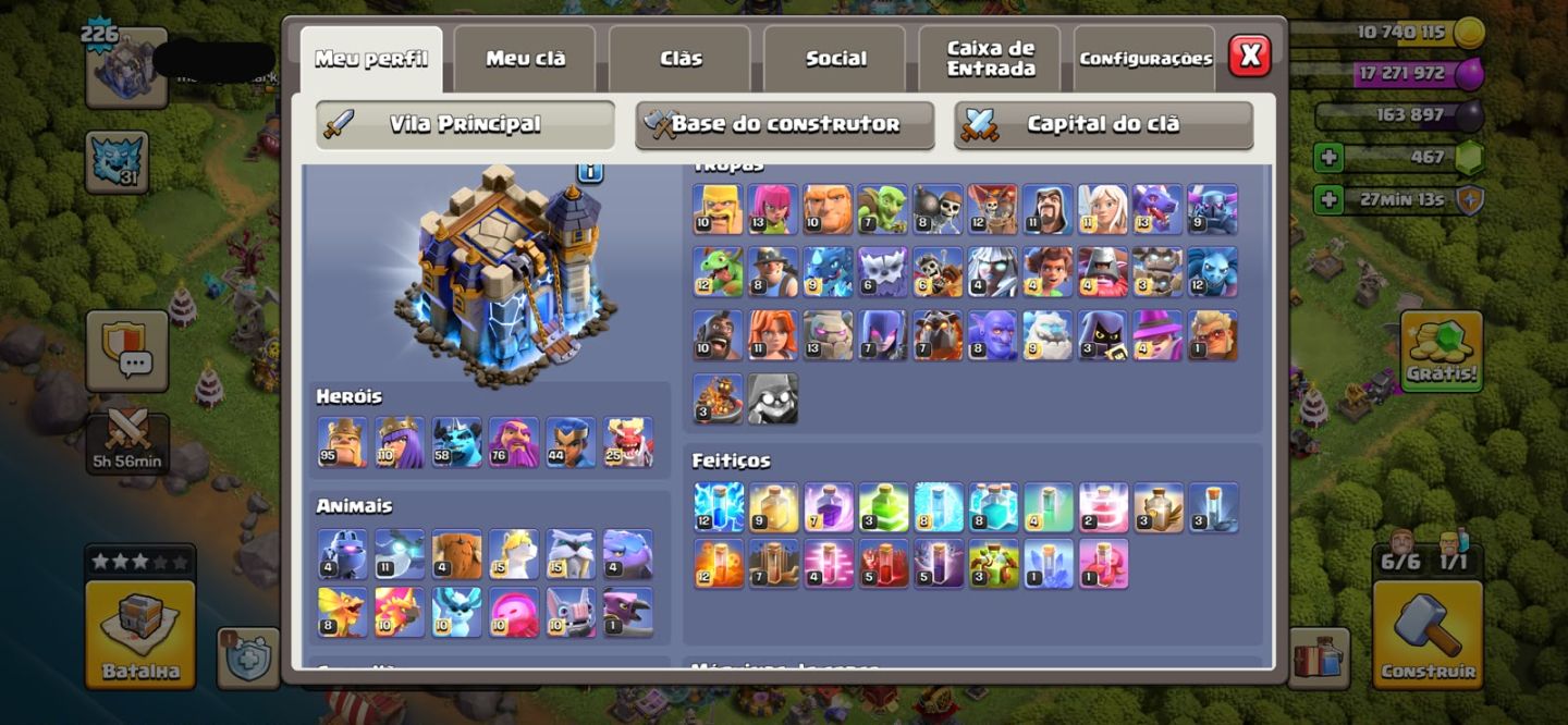 Conta Clash of Clans CV18 semi full + 27 Skins