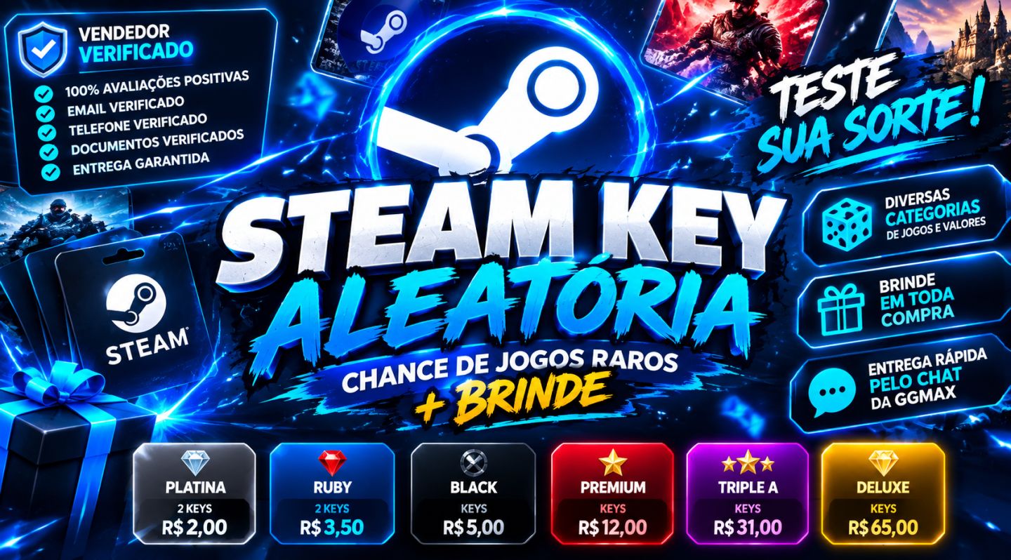 Steam Key Aleatória | Chance de Jogos Raros + Brinde