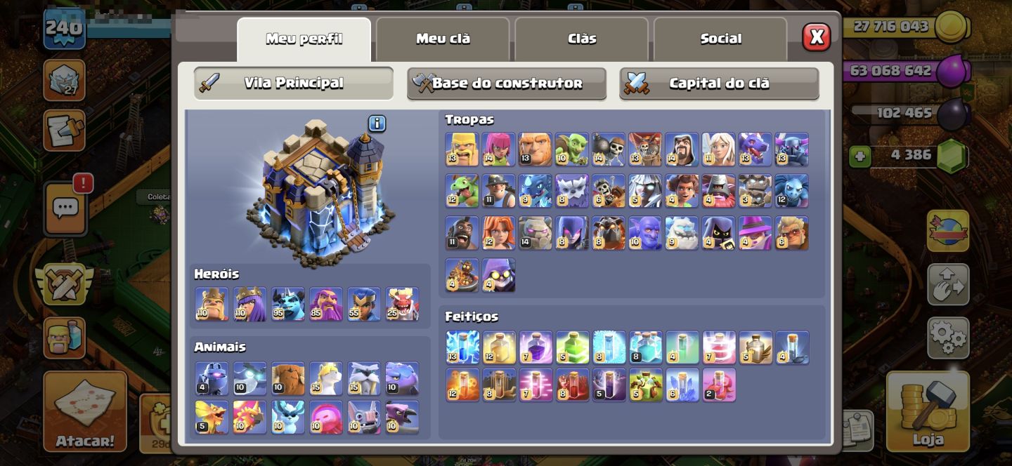Cv 18 full, e muito rara com id raro e obstaculos antigos, muitas skins de herói