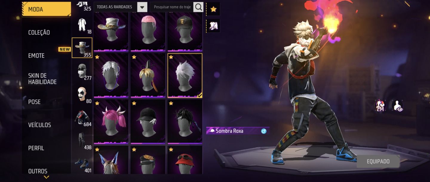 Conta de free fire gemada Skins evolutivas