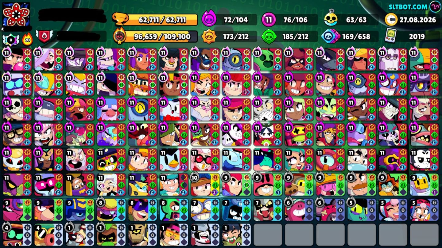 Conta Brawl Stars upada com mais de 1620 horas de jogo e algumas skins limitadas