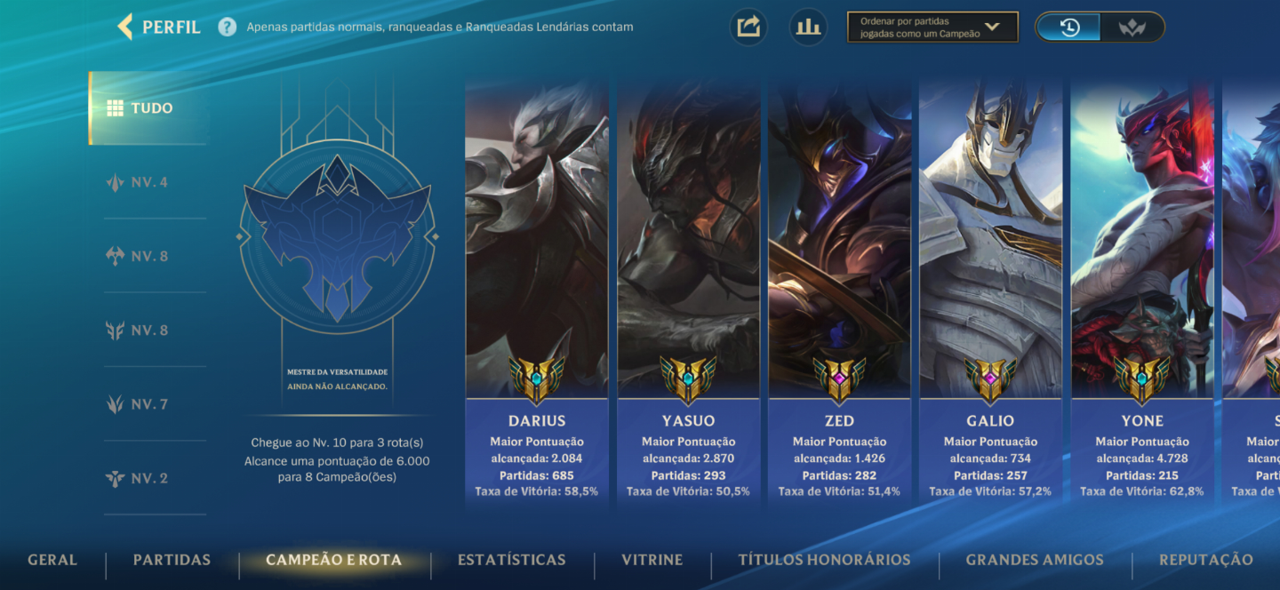 Conta de Wild Rift com muitas Skins