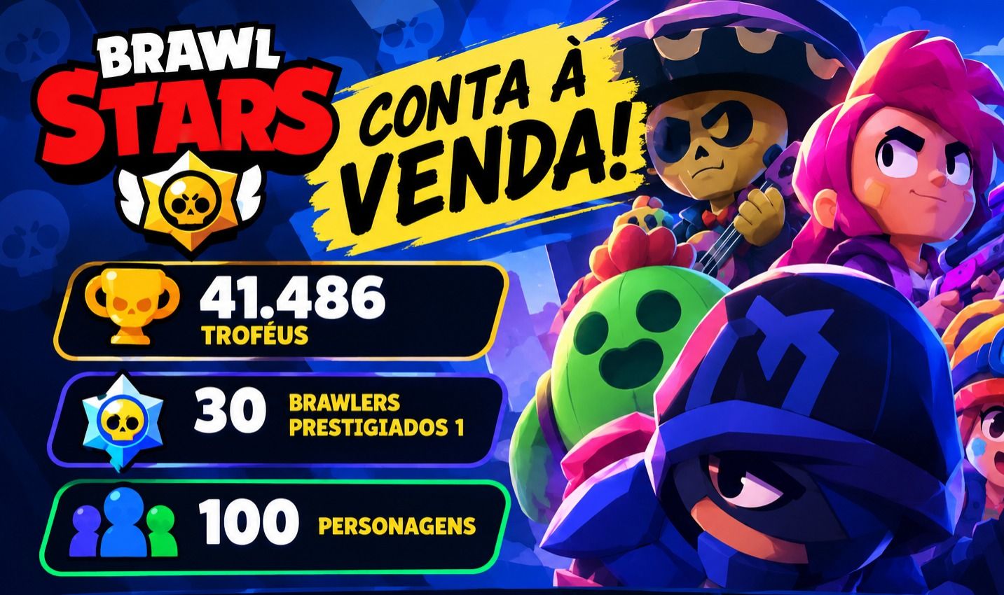 Conta de Brawl Stars com 100 personagens disponiveis
