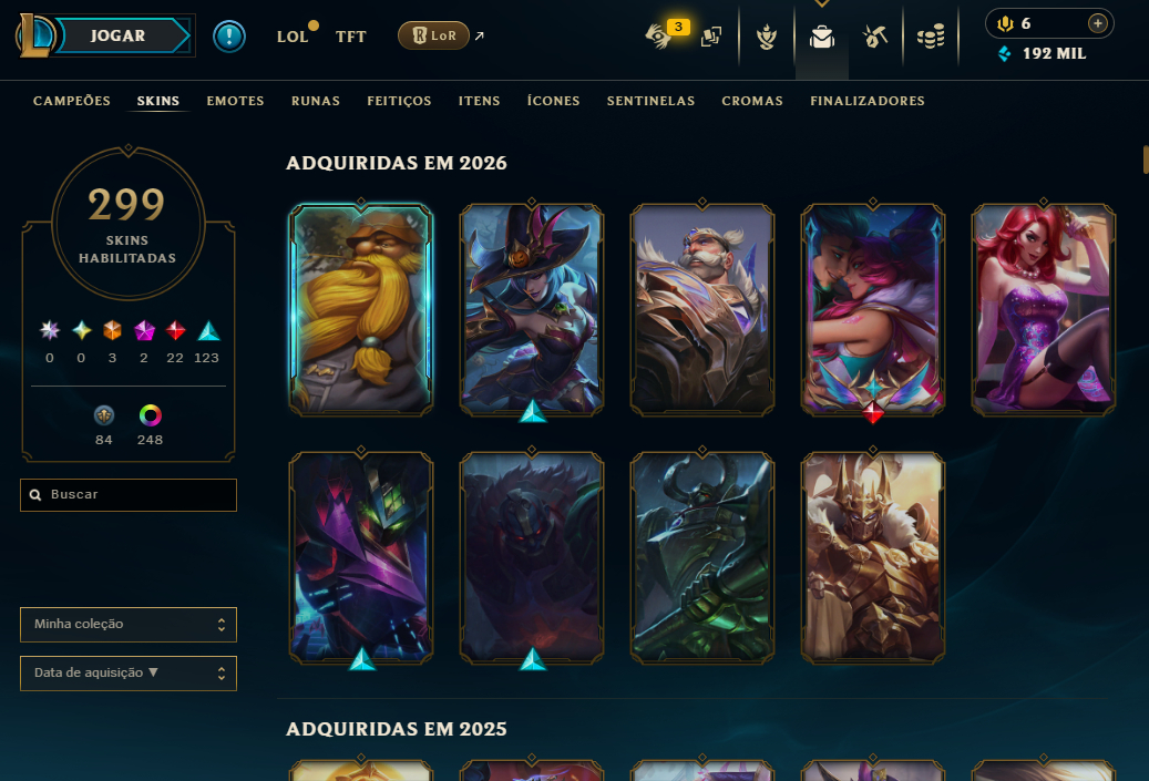 Conta LoL Antiga 2012 | 341 Skins | Ícones Raros | Mestre 3x-Diamante2 MMR Mestr