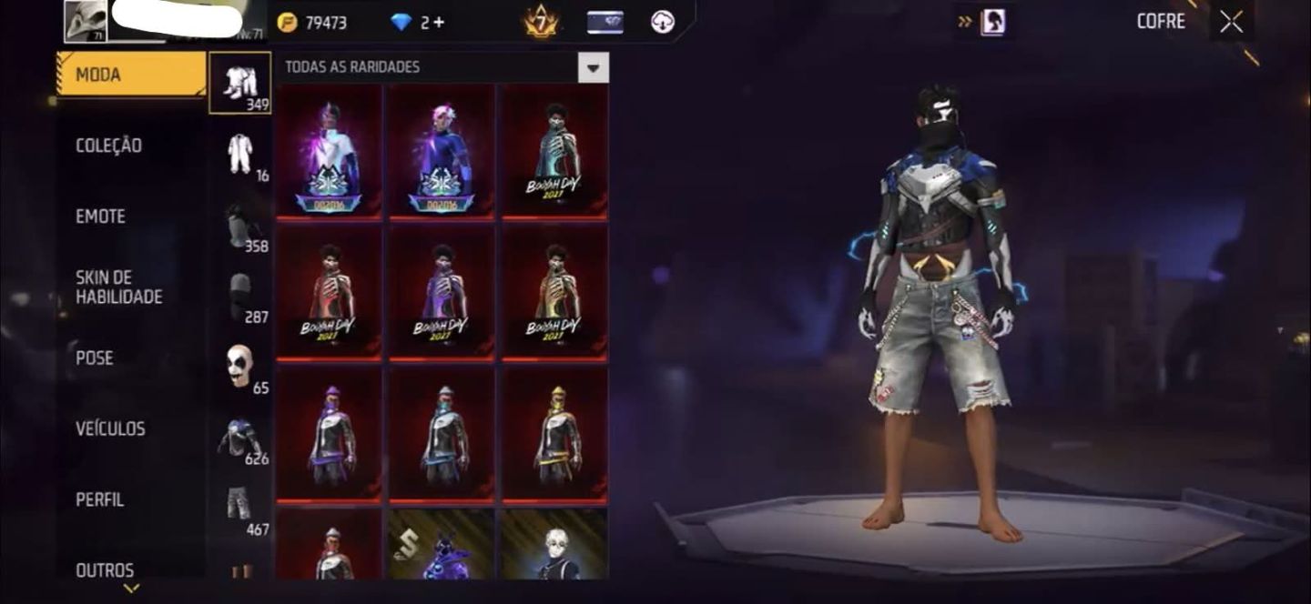CONTA FREE FIRE PRIME 7 | 467 CALÇAS + 626 SKINS | MUITO COMPLETA