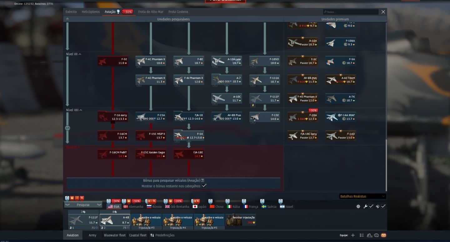 Conta de War Thunder LVL 100 Top tier em 4 nações /MIG23ML