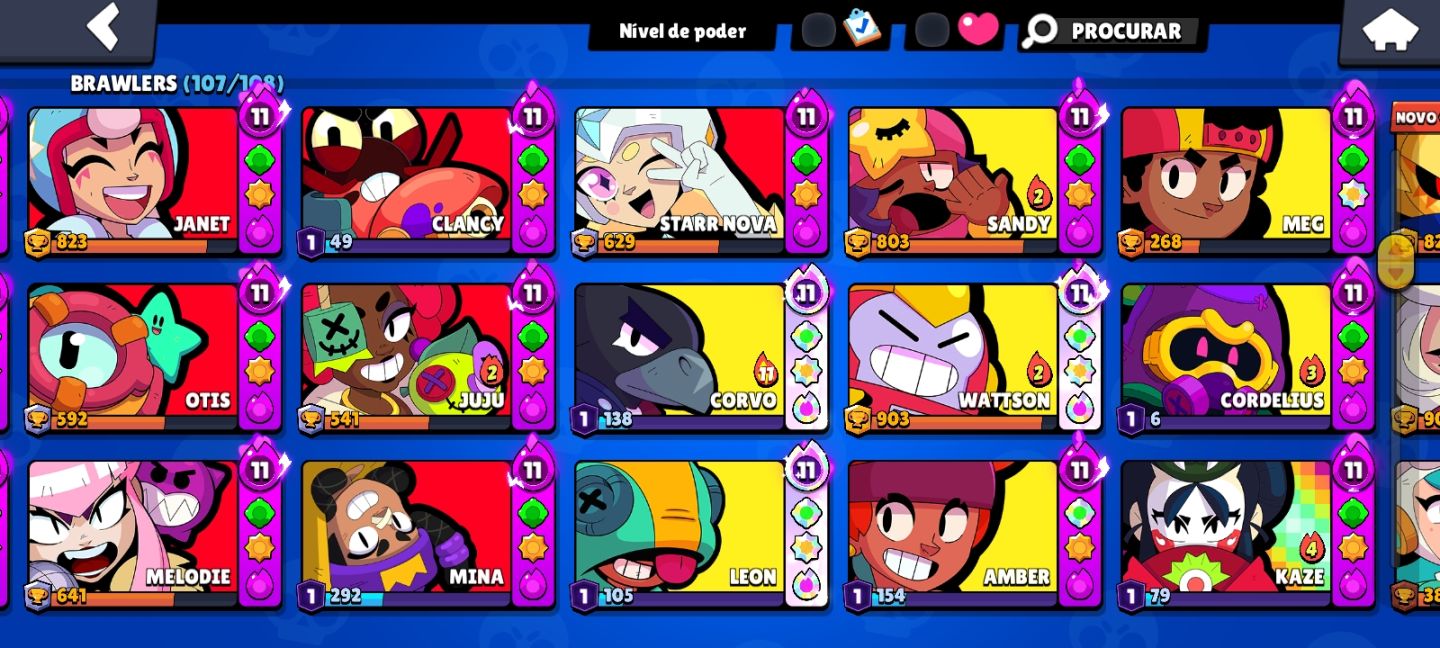 Brawl stars conta 59k muitas skins e brawlers upados