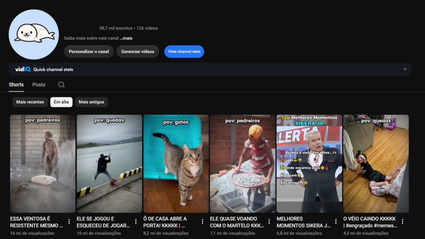 CANAL YOUTUBE não monetizado ( 100K) + CONTA TIKTOK (47K) VÍDEOS POV SEG REAIS