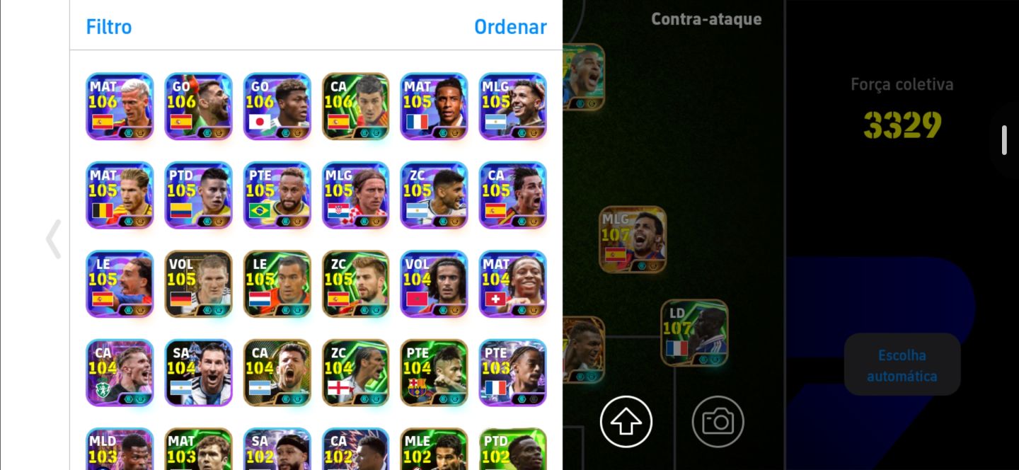 Conta eFootball FORÇA 3326 Messi 109, Haaland 108, Kane 108 + Elenco Especial