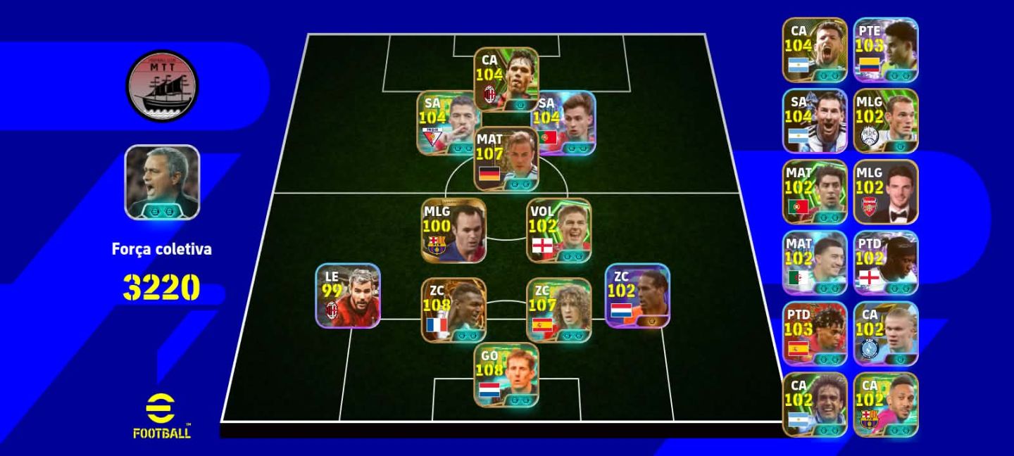 CONTA EFOOTBALL COM 3220 DE FORÇA + TIME LEGENDS + DESAILLY BIG TIME + PUYOL