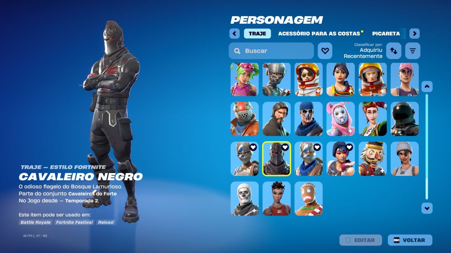 Conta OG Fortnite: Black Knight, Cap 1 S2-S7 Full, Minty + Leviatã,