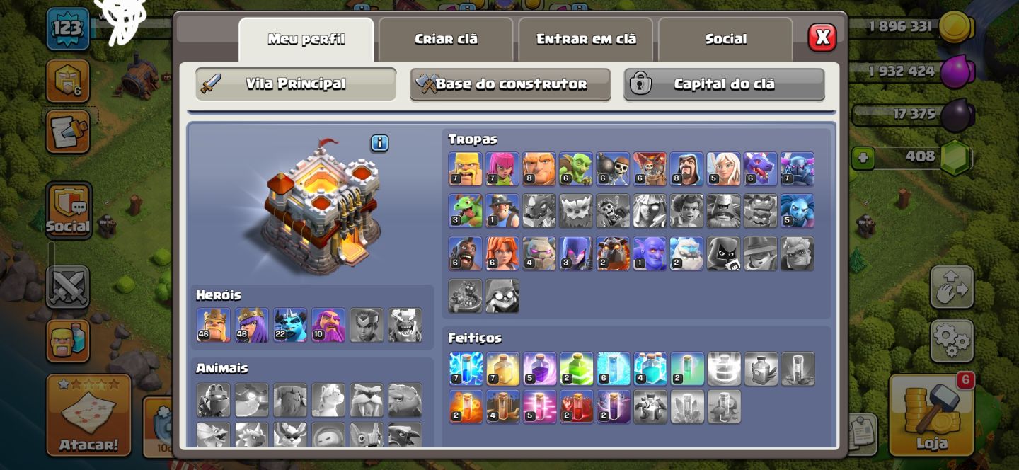 CONTA 2 EM 1! CLASH ROYALE FULL EVOSMÁXIMO+CLASH OF CLANSCV11 MAX5500+GEMAS