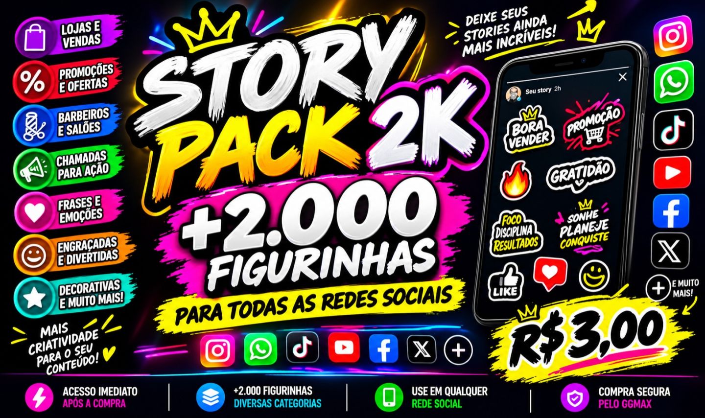 Story Pack 2K +2.000 Figurinhas para Stories | Instagram, WhatsApp, TikTok