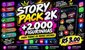 Story Pack 2K +2.000 Figurinhas para Stories | Instagram, WhatsApp, TikTok