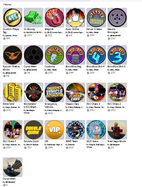 CONTA ROBLOX COM MUITA GAMEPASS ABA / SHINDO LIFE ENTRE OUTRAS. PREÇO A NEGOCIA