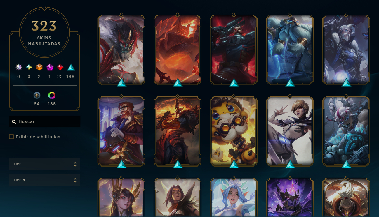 Conta LoL 2013 | ALL CHAMPS | 323 Skins (2 Ultimate) | 136 Cromas + valorant