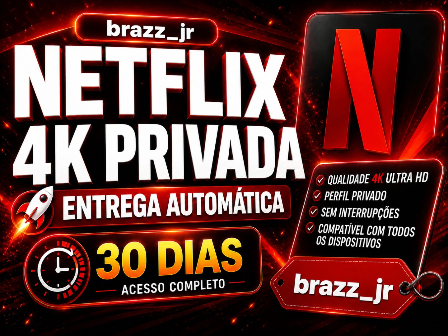 Netflix 4K- Conta Privada e Compartilhada Por 30 Dias