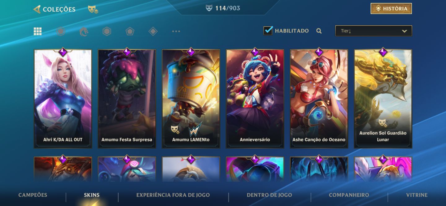 Conta Wild Rift ex desafiante com 114 skins, main adc
