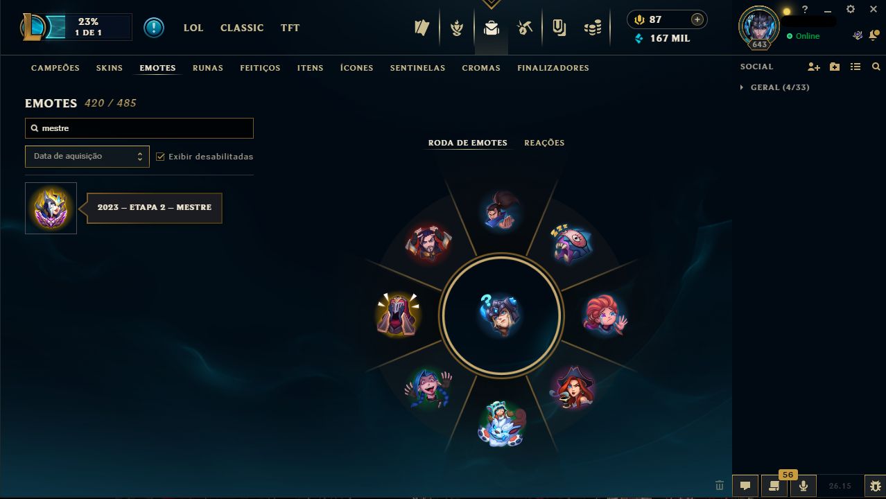 CONTA LEAGUE OF LEGENDS CRIADA EM 2016 LV 643 C/ 870 SKINS