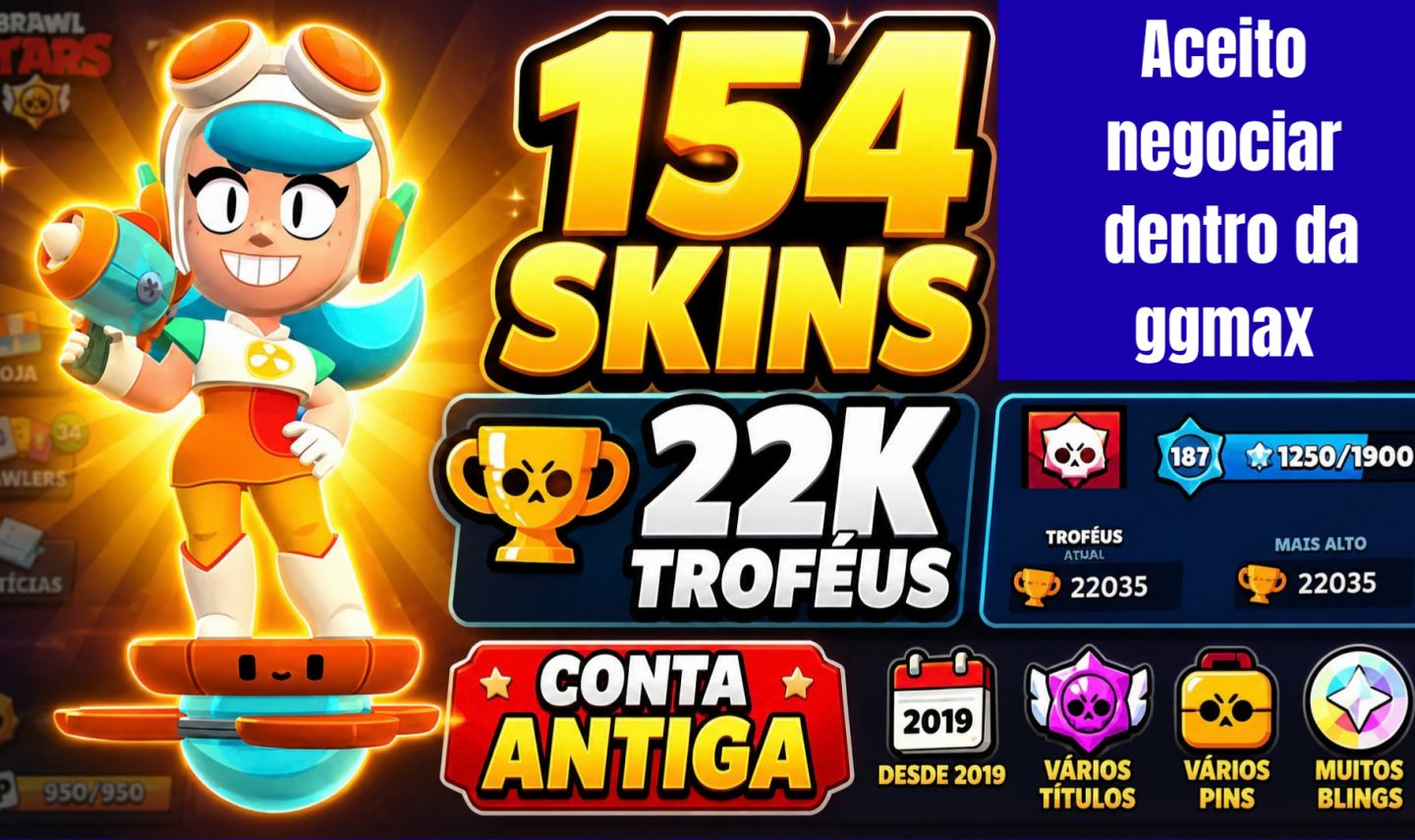 Conta de Bralw Stars (154 SKINS, conta antiga criada a 2019 e 22k de troféu)