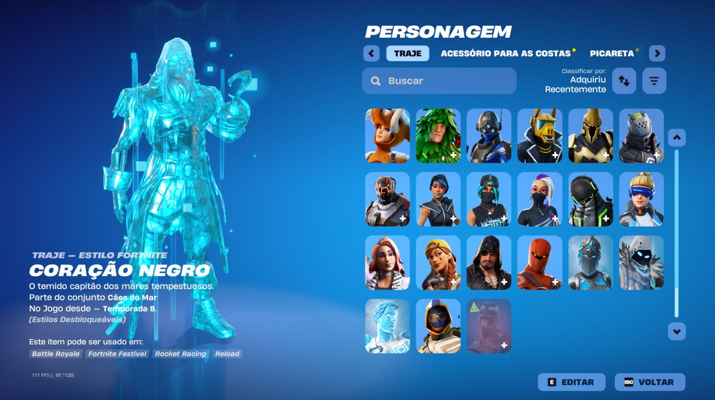 MELHOR CONTA DE FORTNITE PC 201 SKINS + MUITOS COSMÉTICOS