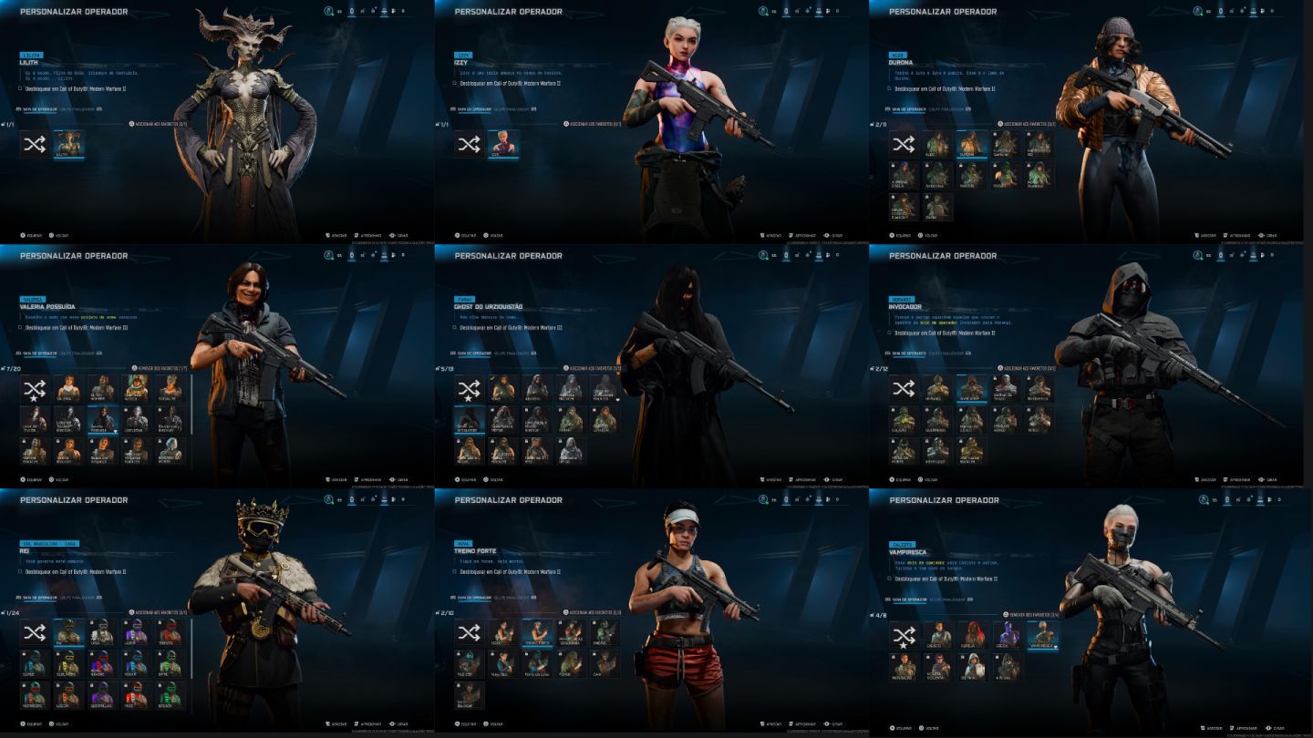 CONTA WARZONE VÁRIAS SKINS TRYHARDS, TERRIFER, SMILE, BALLERINA, CORVO E ETC.