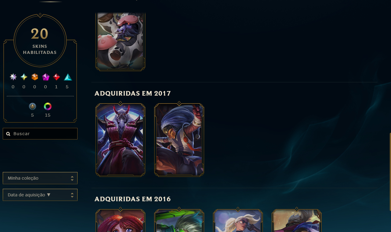 Conta de lol esmeralda 20 skins lvl 55