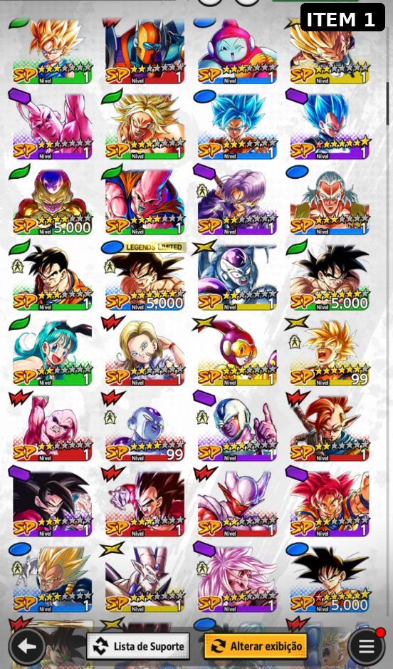 Contas Dragon Ball Legends com Ultras, LEGENDS, LFs... (Android E IOS)
