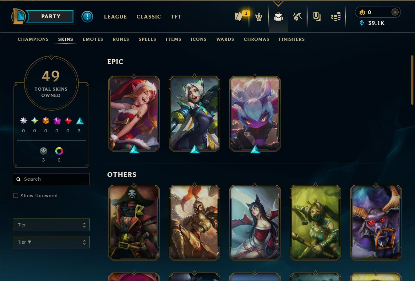 CONTA LOL MASTER 204 PDL | 58% WR | TROCA NICK DISPONIVEL | 49 SKINS | 39K EA