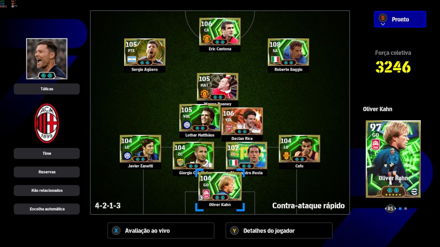 Conta PC Steam Baggio 108, Eric Cantona 106, Declan Rice 106, Nesta 107 e CIA
