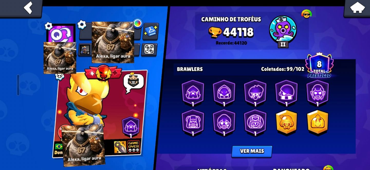 CONTA BRAWS STARS MAIS DE R$2000 GASTOS + DE 250 SKINS + 44K TROFÉUS