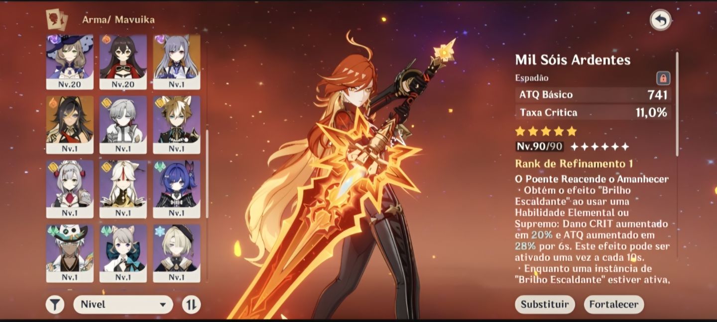 Conta Genshin Impact ar55 Mavuika com ass e outros t5