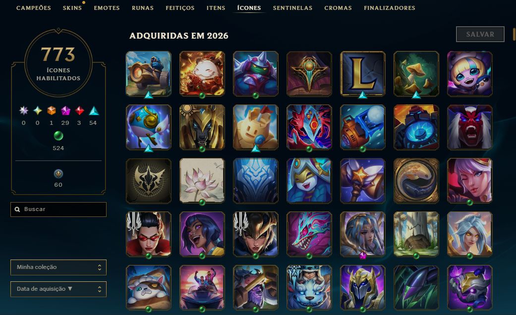 Conta no lol, diamante lvl 862 com 572 skins sendo 4 ultimate com todos champs
