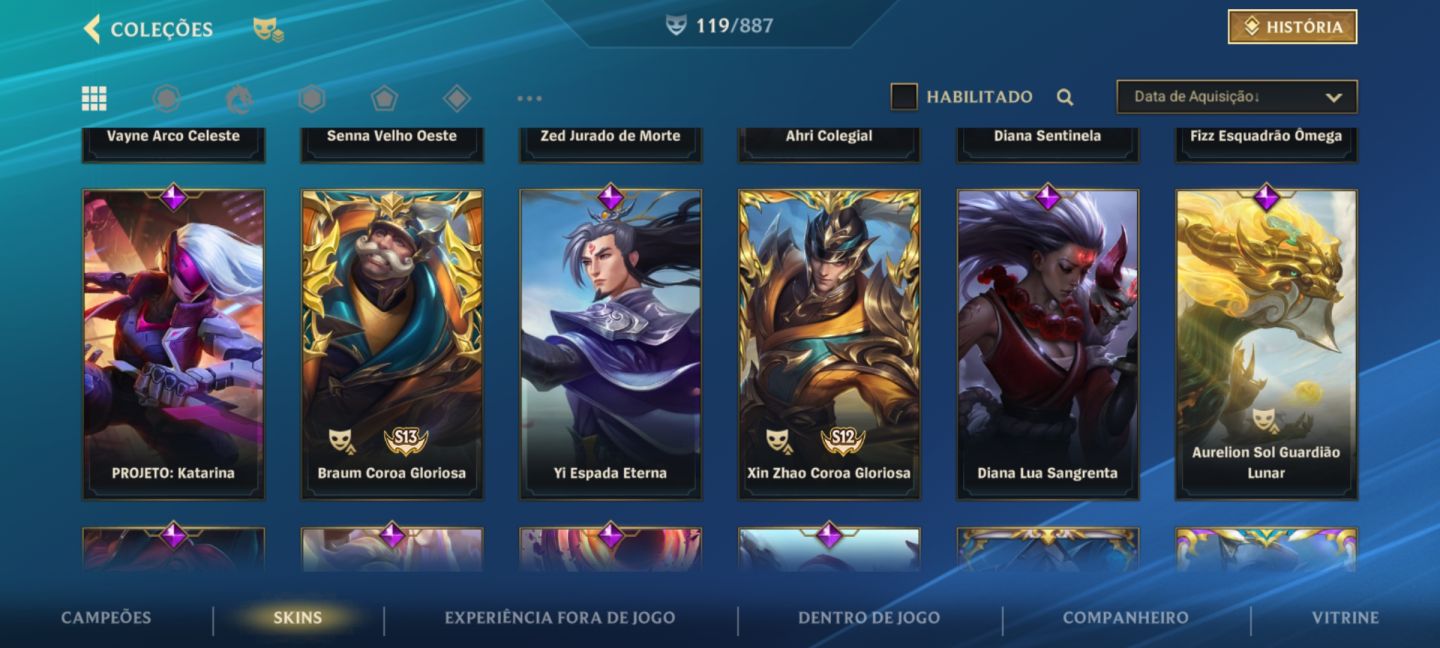 SKIN LENDÁRIA LUX R. DE CRISTAL/C. NEGRO E SENNA V. OESTE + 110 SKINS HABILITADA
