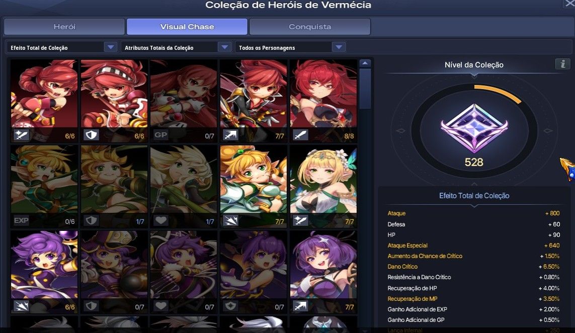 Conta EndGame GrandChase Classic C-Lvl 853 | 25 Chars Full 1.5KK+