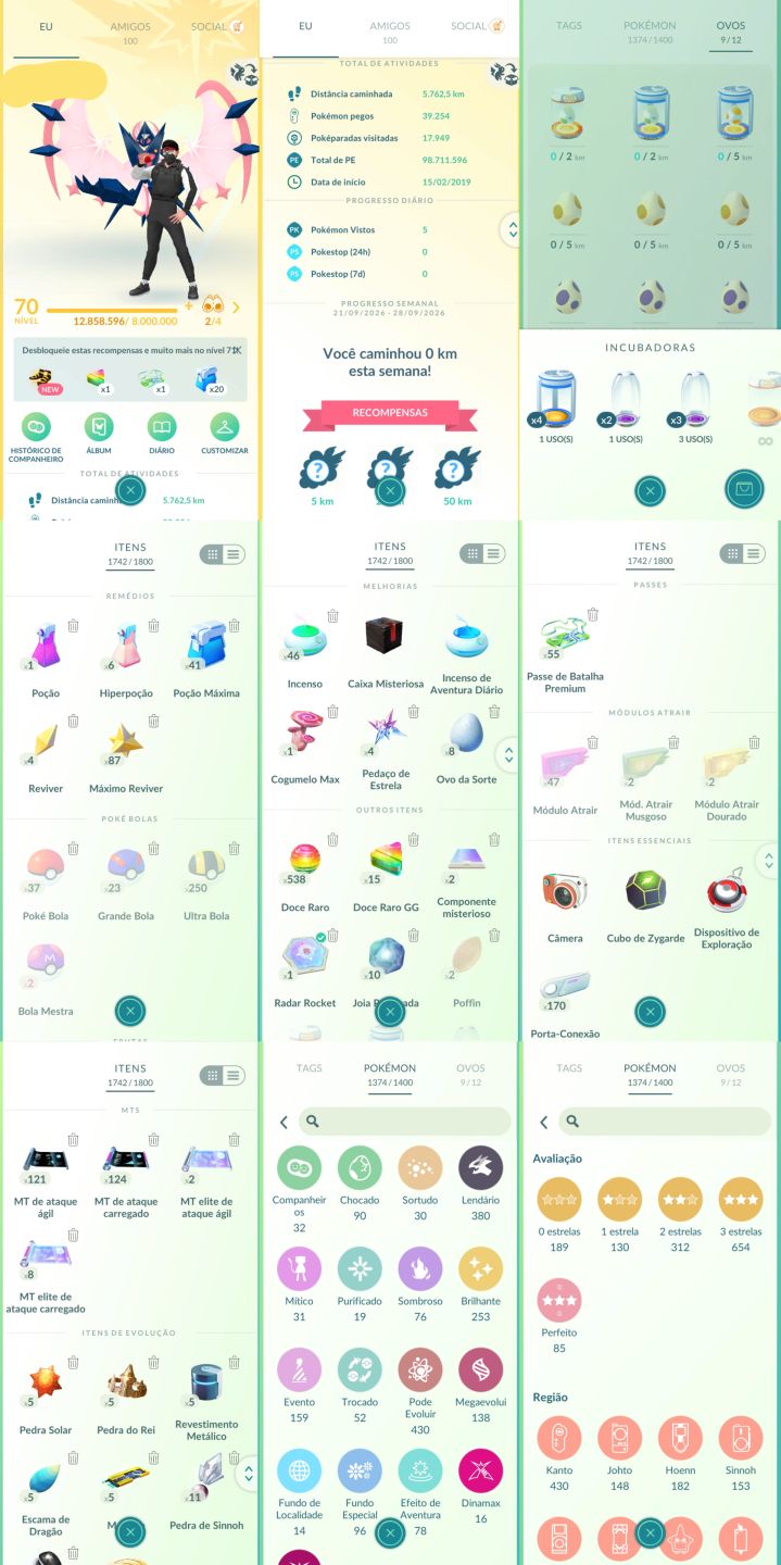 CONTA LV70 DE 2019 32M DE DUST SHUNDOS RAROS LENDARIOS SHINYS FUNDO - POKEMON GO