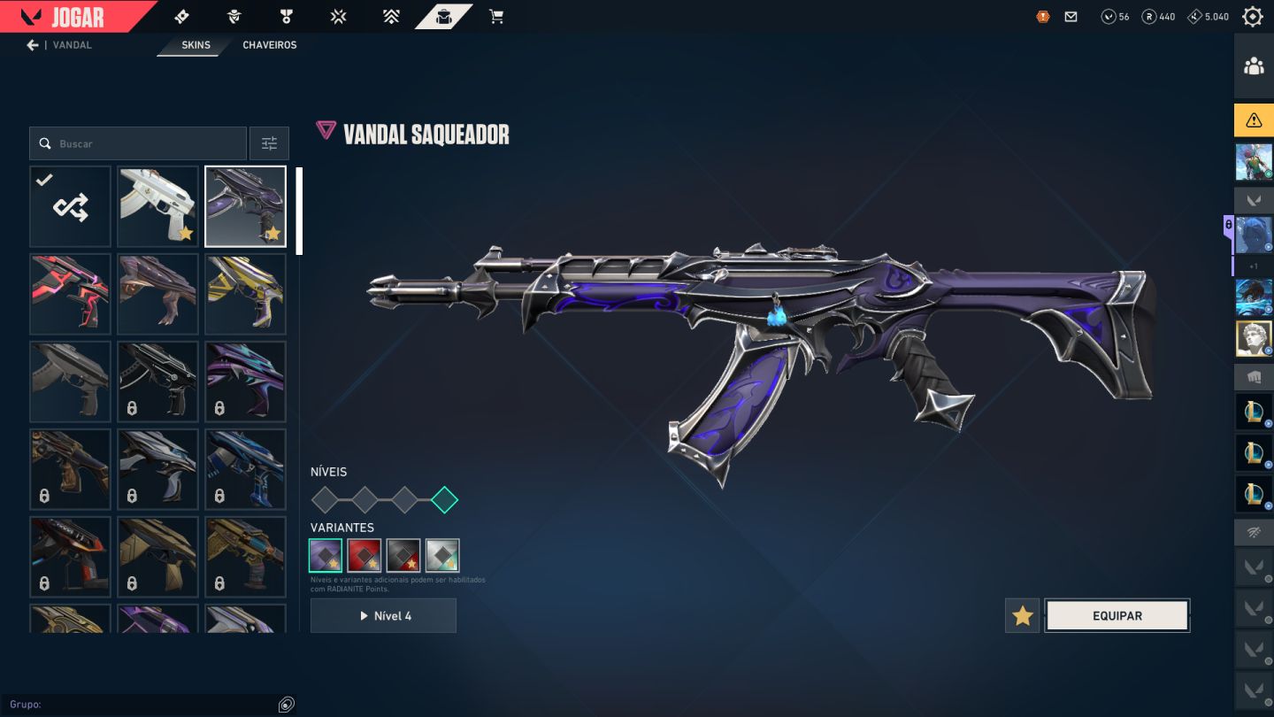 Conta valorant varias skins (LVL +200)
