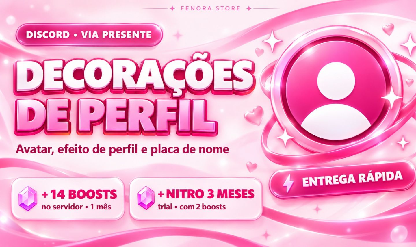 Decorações de Perfil Discord via Presente + 14 Boosts + Nitro 3 Meses | Entrega
